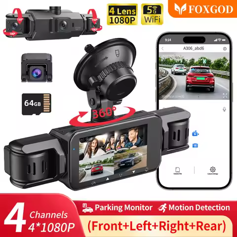 5G WiFi 64G Dash Cam For Cars 4 Lens Camera*FHD 1080P Car DVR Recorder Loop Recording G-sensor Super