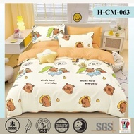 G9 1200Tc Cartoon Bedsheet 5in1+Comforter Set Cadar Kartun Lembut & Comel Cotton Fitted Bedsheet