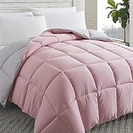 Cosybay Down Alternative Comforter (Pink/Light Grey, Full) - All Season Soft Quilted Full Size Bed C