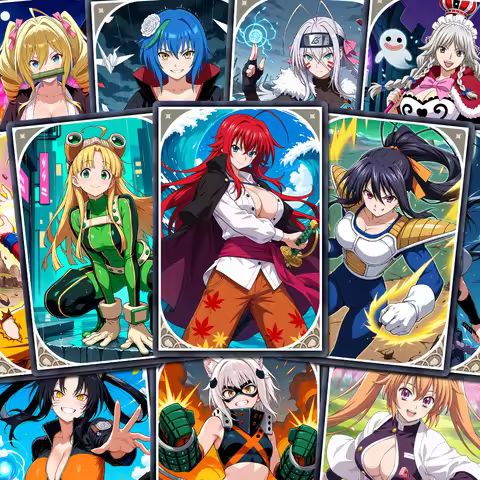 50pcs/set DxD Girls POP Anime Characters Cosplay Themed Shiny Paper Cards Rias Akeno Koneko ACG Waif