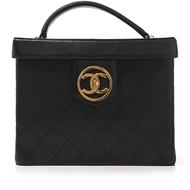 Chanel Black Quilted Lambskin Top Handle Vanity Case Gold Hardware, 2019