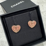Chanel 香奈兒 珍珠母貝 粉紅愛心耳環