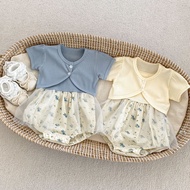 Bodysuit Set with lace ruffles and cute short sleeve outerwear for baby to wear out, BD6