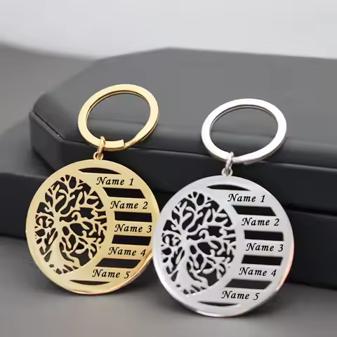 Personalized Tree Of Life Keychain Custom 1-5 Name Keyring Llavero Arbol De La Vida Mothers Day Gift