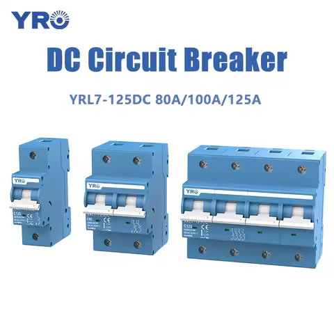 DC MCB 80A 100A 125A 1P 2P 4P 250V 550V 1000V Mini Circuit Breaker For PV Solar system Overload Prot