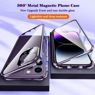 For Apple iPhone 15 14 Plus 13 12 11 Pro Max Phone Case 360° Metal Magnetic Adsorption Cases Metal A