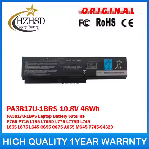 PA3817U-1BRS 10.8V 48Wh PA3817U-1BAS Genuine Original Laptop Battery For Toshiba Satellite P755 P745