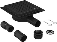 Neodrain Shower Drain Square 360° Siphon Stainless Steel Floor Drain Shower Black with Odour Trap Ha