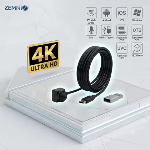 USB Webcam, 2MP 1080P/8MP 4K Ultra HD, 90° Wide Angle with Mic, UVC USB-C OTG Computer Camera for PC