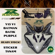 COVERSET Y15 V1/V2 BATMAN BATIK PURPLE YAMAHA Y15 RAPIDO COVERSET STICKER TANAM MOTOR COVERSET