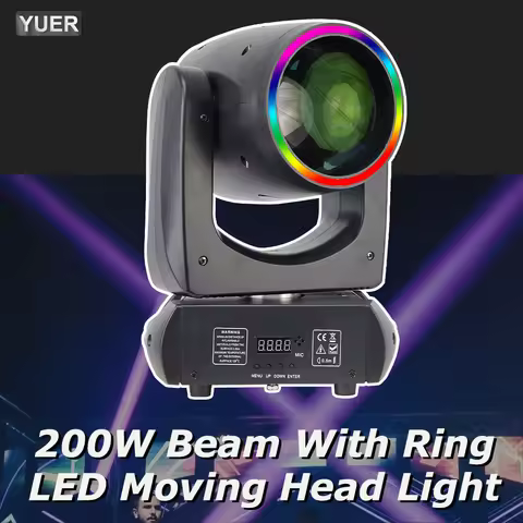 Mini 200W LED Moving Head Light Beam Spot 18 Rotating Prisms With Ring Dj Dmx Stage Light Effect Lig