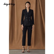 SongofSong Song Song Spring Autumn New Wool Silk Lining High Waist All-Match Skinny Pants