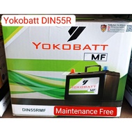 DIN55R Yokobatt Bateri kering Battery Maintenance Free Car Battery Bateri Kereta