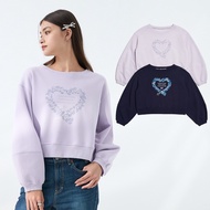 [ERSS] Sweet Girl Heart-Shaped Lace Long-Sleeved Top Pink Purple [K60336]