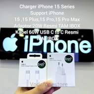 Baru Charger Iphone 15 15 Pro Max Adaptor 20W + Kabel 60W C To C Tam / Ibox