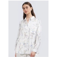 Et Cetera Printed Long Sleeve Blouse with Pocket OFF WHITE (Size 4)