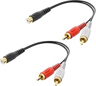 VCELINK RCA Splitter 1 Female to 2 Male (8 Inch), Stereo Audio Y Cable, Gold Plated Dual RCA Male Ad