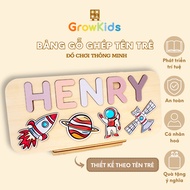 Wooden board with baby's name and GROWKIDS puzzle, birthday gift, meaningful full-month gift for boy