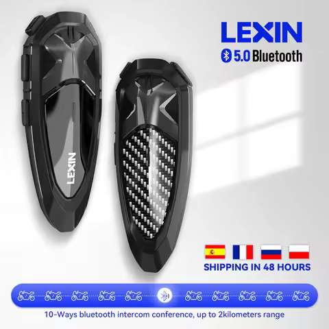 Lexin LX-GTX Intercom Motorcycle 2 Casques Bluetooth One Button Pairing Helmet Headsets, Talk&Listen