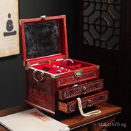 Jewelry Box Storage Box Red Wood Jewelry Large Capacity Ring Perfect Match Multifunctional Mirror Bo