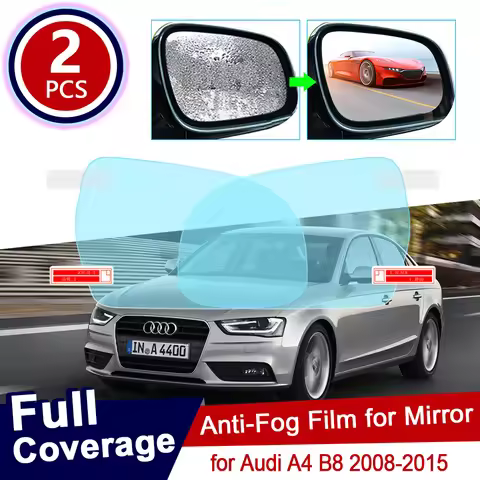for Audi A4 B8 2008~2015 Full Cover Anti Fog Film Rearview Mirror Rainproof Clear Anti-fog Films Car