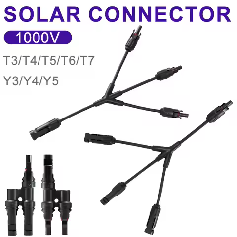 1000V Y Type Photovoltaic Solar Connector 2.5/4/6mm² Battery Module 30A T Type 3/4/5/6/7 Way Branch 
