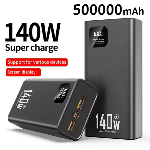 500000mAh Power Bank 140W Super Fast Charging Powerbank Portable External Battery Charger for iPhone