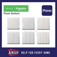Schneider Pieno Flush Switch 1Way 2Way 1 Gang 2 Gang 3 Gang 4 Gang White SIRIM