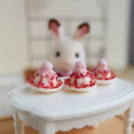 迷你冰淇淋草莓挫冰 刨冰 耳環 單支 1/12 森林家族 娃用