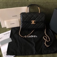 Chanel Handbag  23s coco handle carry me mini small Classic Flap黑色牛皮 荔枝皮 19/20cm 手袋