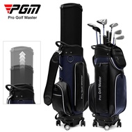 PGM durability frame golf club placed upside down design high-end texture leather 4 wheels telescopic golf travel bag with rain cover QB126