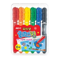 Korea Amos Pasnet Glasspun Crayon / 6 Colors