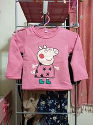女童 小孩 兒童 佩佩豬小妹 長袖上衣服 T shirt T恤 星星 桃粉紅色 ➱ 5 6 95