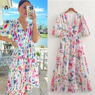 MultiColor V Neck Maxi Dress 75272