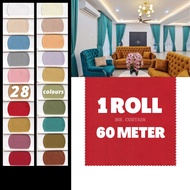 [60M / Roll] KAIN BIDANG 60 INCI | Langsir HOTEL Semi Blackout Extra Thickness 100% Polyester Med Mat Matte Satin 150cm
