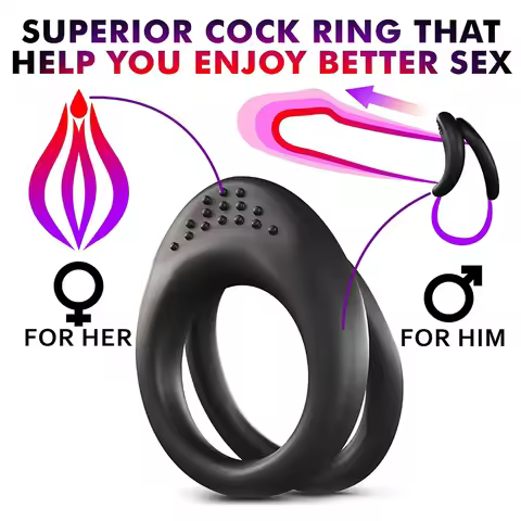 Silicone Dual Penisring,Stretchy Longer Harder Stronger Erection Cockring Erection Enhancing SexToy 