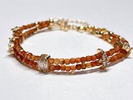 午後紅茶 l 芬達橙石榴石。小方糖雙排細手鏈。14k包金配件