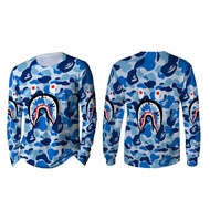 [Riashop] Original Bape Shark T-Shirt | Original Bape Shark T-Shirt | Bape Long Sleeve T-Shirt - FS