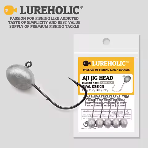 Lureholic 5pcs Aji Head Hook with Mustad hook 1.5g 2.5g 3.5g 5g Rock Fishing Hooks Finesse Lure Fish