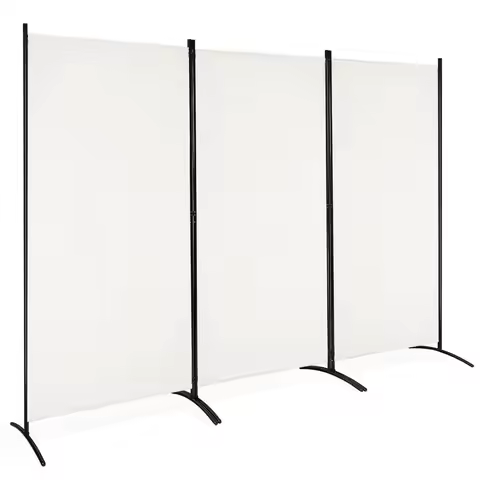 3Panel Room Divider, Freestanding Folding Privacy Partition Screen with Steel Frame, Morden Room Div
