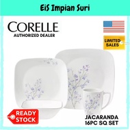 (Ready Stock) Corelle Jacaranda 16pc Square Dinnerware Set (1106610) Livingware Dinner Serve Set