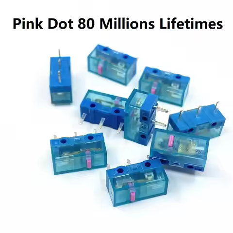 HUANO Mouse Micro Switch Button Transparent Blue Shell Pink Dot 80 Millions Lifetimes Computer Mouse