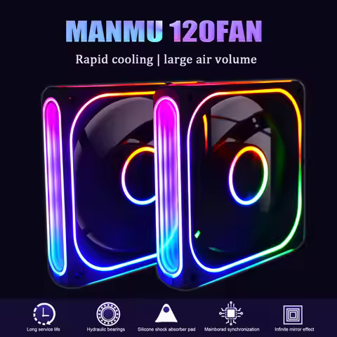 MANMU Pc Cooling Case Fan Computer Fans Cooling 120mm Rgb Fan Cpu Cooler For Pc Rgb Infinite Mirror 