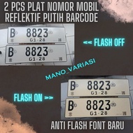 Plat Mobil Rapih Dengan Model Font Baru Reflektif Putih Barcode Sudah Ada Logo Samsat Dan Korlantas