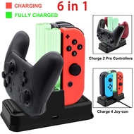 6 In 1 Nintend Switch LED Charger Dock Charging Station for Nintendoswitch Nintendo Switch 4 Joycon 2 Pro Controller