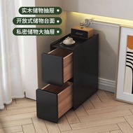 Solid wood narrow nightstand 25cm30cm household black light luxury sewing cabinet Bedside cabinet Sm