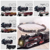 FUZOU Railway Freight Train Toy, Assembly Simulation Tracks Electric Christmas Train Track Set, with
