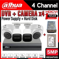 DAHUA 4-CHANNEL 5MP 5M-N Full HD 1080P CCTV 5.0MP 4CH DVR + Camera + HardDisc + Power Supply Package