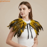 GLOWHIVE Feather Shawl, Adjustable Luxury Feather Shrug Shawl, Costume Punk Gothic Capes Shoulder Fa