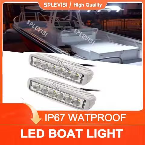2pcs 12V 6 LED Deck Marine Spreader Flood Spot Light White Boat Yacht T-Top Lights IP67 Waterproof P